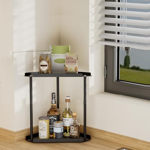 SHBaizoy Doppelschicht Küchenschrank Organizer,Metalle Küchen Organizer,Regaleinsatz für Küche/Bad/Tischplatte.（schwarz） von SHBaizoy