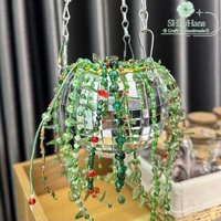 Diskokugel Pflanze Suncatcher, Perlen Sukkulente Mit Kristallen Und Blättern, Funkelnde Fensterschmuck, Handgemachtes Boho Geschenk Für Diskokugel Pflanze Suncatcher, Perlen Sukkulente Mit Kristallen Und Blättern, Funkelnde Fensterschmuck, Handgemachtes Boho Geschenk Für von SHByHans