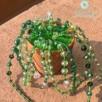 Handgemachte Perlen Sukkulente Im Mini-Topf, Kristallperlenkette Mit Blumen, Funkelnde Grüne Pflanzendekor, Boho Raumakzent, Geschenk Für Sie Handgemachte Perlen Sukkulente Im Mini-Topf, Kristallperlenkette Mit Blumen, Funkelnde Grüne Pflanzendekor, Boho Raumakzent, Geschenk Für Sie von SHByHans