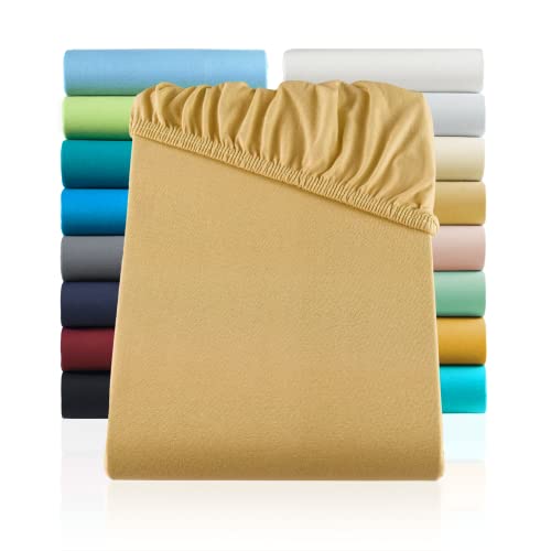 SHC by BaSaTex Jersey Spannbettlaken Bettlaken | Spannbetttuch Spannleintuch für Standardmatratzen aus 100% Baumwolle | 120x200 Farbe Sand - Beige von SHC Textilien