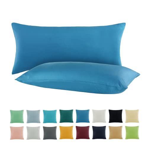 SHC by BaSaTex 2er Pack Jersey Kissenbezüge Kissenhüllen | Kopfkissenbezug aus 100% Baumwolle | 40x80 cm Kissenbezug | Farbe Royal Blau von SHC Textilien