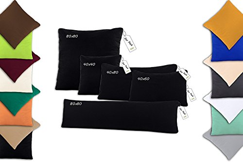 SHC by BaSaTex 2er Pack Jersey Kissenbezüge Kissenhüllen | Kopfkissenbezug aus 100% Baumwolle | 80x80 cm Dekokissen Bezug | Farbe Schwarz von SHC Textilien