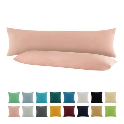 SHC by BaSaTex 2er Pack Jersey Kissenbezüge Kissenhüllen | Kopfkissenbezug aus 100% Baumwolle | 40x145 cm Seitenschläfer Kissenbezug | Farbe Altrosa Rosa von SHC Textilien