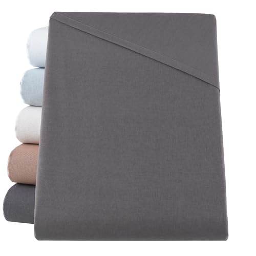 SHC by BaSaTex Betttuch Bettlaken Haushaltstuch Tischdecke Leintuch ohne Gummizug | 100% Baumwolle | 150x250 cm | Farbe: Anthrazit Grau von SHC Textilien