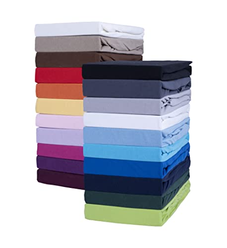 SHC by BaSaTex Jersey Spannbettlaken Bettlaken | Spannbetttuch Spannleintuch für Standardmatratzen aus 100% Baumwolle | 90x200-100x200 Farbe Pink von SHC Textilien