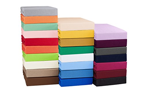Topper Jersey Spannbettlaken | Boxspringbett | Spannbetttuch | 100% Baumwolle 140-160x200cm rosa/lachs von SHC Textilien