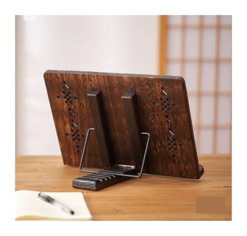 Bookrest Kochbuchhalter Faltbarer Rezept-Kochbuch-Tablet-Ständer aus Holz mit höhenverstellbarem Seitenhalter Vintage Deko(30cm) von SHCHNA