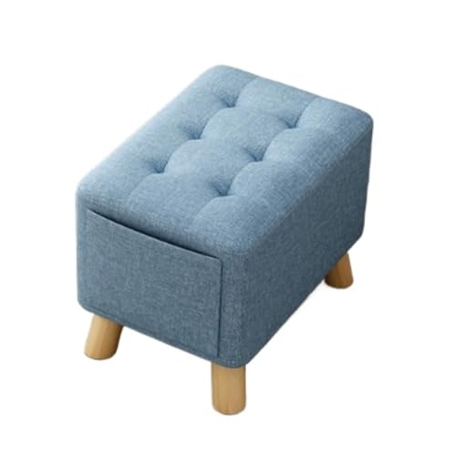Moderner Fusshocker Ottomane Multifunktionaler Fußhocker Aus Stoff, Rahmen Massivholz, Weiche Schwammpolsterung Sitzhocker(Blue) von SHCHNA