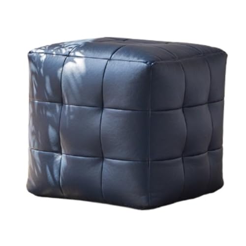 SHCHNA Moderner Fusshocker Ottomane Fußhocker Leder Quadratischer Sofahocker Einzelner Niedriger Stuhl Fußstütze Sitzhocker(Blue,40x40x37cm) von SHCHNA