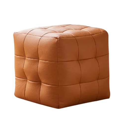 SHCHNA Moderner Fusshocker Ottomane Fußhocker Leder Quadratischer Sofahocker Einzelner Niedriger Stuhl Fußstütze Sitzhocker(Brown,50x50x45cm) von SHCHNA