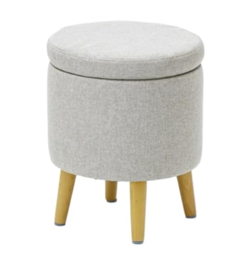 SHCHNA Moderner Fusshocker Ottomane Fußhocker Mit Abnehmbarer, Gepolsterter Sitzfläche Verstecktem Platz Und Holzbeinen Sitzhocker(Beige) von SHCHNA