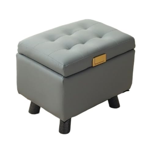 SHCHNA Moderner Fusshocker Ottomane Fußhocker Mit Stauraum, Rechteckig, Fußstütze, Leder Sitzhocker(Gray) von SHCHNA