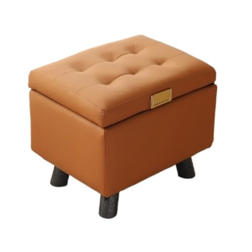 SHCHNA Moderner Fusshocker Ottomane Fußhocker Mit Stauraum, Rechteckig, Fußstütze, Leder Sitzhocker(Orange) von SHCHNA