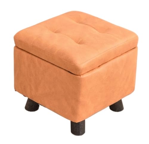 SHCHNA Moderner Fusshocker Ottomane Fußstütze Mit Stauraum for Wohnzimmer, Schlafzimmer, Dekorative Wohnmöbel Sitzhocker(Orange) von SHCHNA