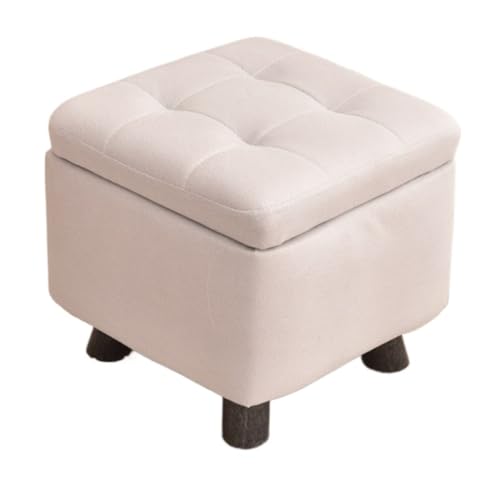 SHCHNA Moderner Fusshocker Ottomane Fußstütze Mit Stauraum for Wohnzimmer, Schlafzimmer, Dekorative Wohnmöbel Sitzhocker(White) von SHCHNA