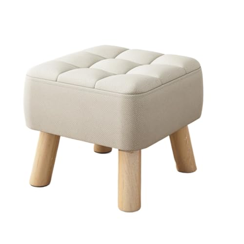 SHCHNA Moderner Fusshocker Ottomane Gepolsterter Fußhocker Aus Massivholz, Weich Sitz, Stapelbares Design Sitzhocker(Beige) von SHCHNA