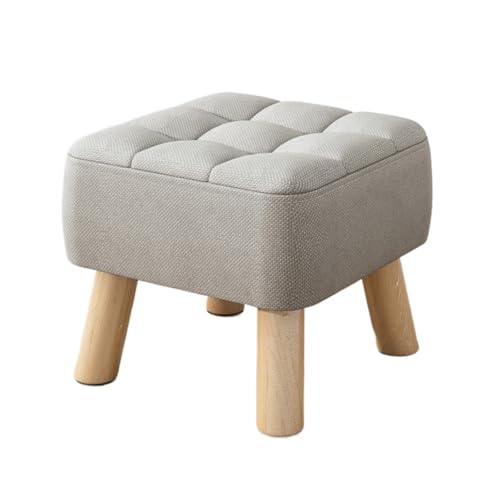 SHCHNA Moderner Fusshocker Ottomane Gepolsterter Fußhocker Aus Massivholz, Weich Sitz, Stapelbares Design Sitzhocker(Gray) von SHCHNA