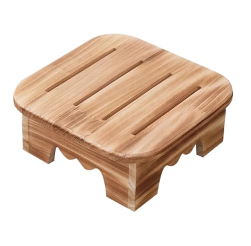 SHCHNA Moderner Fusshocker Ottomane Holz Tritthocker for Badezimmer Küche Schlafzimmer Pflanzenregal Sitzhocker(Brown,30x30x12cm) von SHCHNA