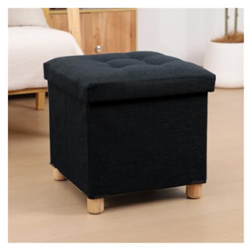 SHCHNA Moderner Fusshocker Ottomane Klappbarer Aufbewahrungshocker Mit Fußstütze Aus Holzbeinen for Das Wohnzimmer Sitzhocker(Black) von SHCHNA