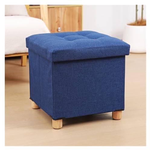 SHCHNA Moderner Fusshocker Ottomane Klappbarer Aufbewahrungshocker Mit Fußstütze Aus Holzbeinen for Das Wohnzimmer Sitzhocker(Blue) von SHCHNA