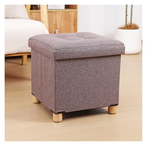SHCHNA Moderner Fusshocker Ottomane Klappbarer Aufbewahrungshocker Mit Fußstütze Aus Holzbeinen for Das Wohnzimmer Sitzhocker(Brown) von SHCHNA