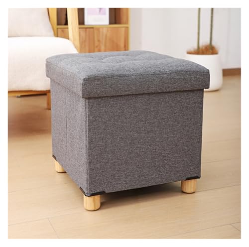 SHCHNA Moderner Fusshocker Ottomane Klappbarer Aufbewahrungshocker Mit Fußstütze Aus Holzbeinen for Das Wohnzimmer Sitzhocker(Grey) von SHCHNA