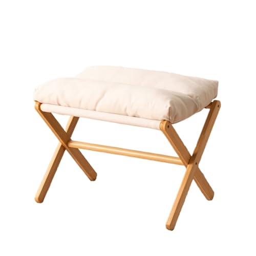 SHCHNA Moderner Fusshocker Ottomane Klappbarer Fußhocker Mit Holzrahmen Und Stoffkissen Sitzhocker(Beige) von SHCHNA