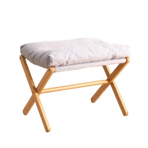 SHCHNA Moderner Fusshocker Ottomane Klappbarer Fußhocker Mit Holzrahmen Und Stoffkissen Sitzhocker(Gray) von SHCHNA