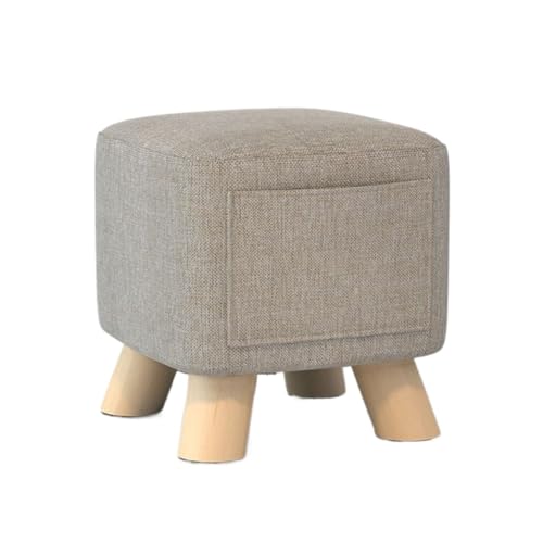 SHCHNA Moderner Fusshocker Ottomane Kleiner Fußhocker, Quadratisch, Mit Aufbewahrungstasche, Abnehmbar Und Waschbar Sitzhocker(Beige) von SHCHNA