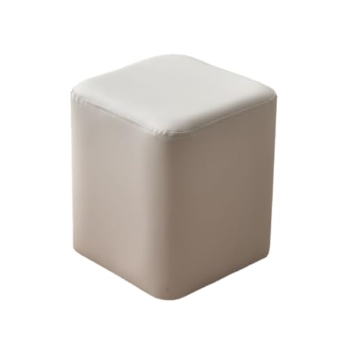 SHCHNA Moderner Fusshocker Ottomane Moderner Quadratischer Fußhocker Aus Weichem Kunstleder for Das Wohnzimmer Sitzhocker(Beige) von SHCHNA