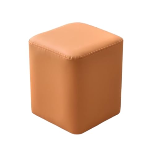 SHCHNA Moderner Fusshocker Ottomane Moderner Quadratischer Fußhocker Aus Weichem Kunstleder for Das Wohnzimmer Sitzhocker(Orange) von SHCHNA