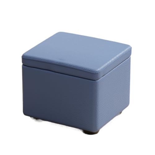SHCHNA Moderner Fusshocker Ottomane Multifunktionaler Flip Top Aufbewahrungshocker Kunstleder Boxen Sitz Sitzhocker(Blue,30x30x26cm) von SHCHNA