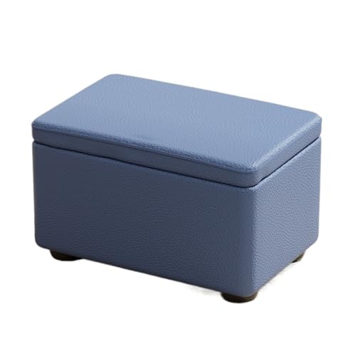 SHCHNA Moderner Fusshocker Ottomane Multifunktionaler Flip Top Aufbewahrungshocker Kunstleder Boxen Sitz Sitzhocker(Blue,40x28x25cm) von SHCHNA