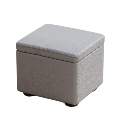 SHCHNA Moderner Fusshocker Ottomane Multifunktionaler Flip Top Aufbewahrungshocker Kunstleder Boxen Sitz Sitzhocker(Gray,30x30x26cm) von SHCHNA