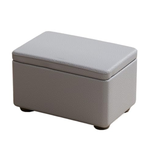 SHCHNA Moderner Fusshocker Ottomane Multifunktionaler Flip Top Aufbewahrungshocker Kunstleder Boxen Sitz Sitzhocker(Gray,40x28x25cm) von SHCHNA