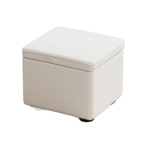 SHCHNA Moderner Fusshocker Ottomane Multifunktionaler Flip Top Aufbewahrungshocker Kunstleder Boxen Sitz Sitzhocker(White,30x30x26cm) von SHCHNA