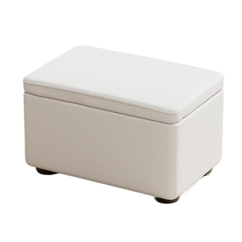 SHCHNA Moderner Fusshocker Ottomane Multifunktionaler Flip Top Aufbewahrungshocker Kunstleder Boxen Sitz Sitzhocker(White,40x28x25cm) von SHCHNA