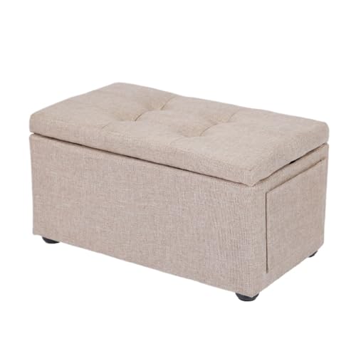 SHCHNA Moderner Fusshocker Ottomane Multifunktionaler Fußhocker, Verstecktes Staufach, Seitentasche Sitzhocker(Khaki) von SHCHNA