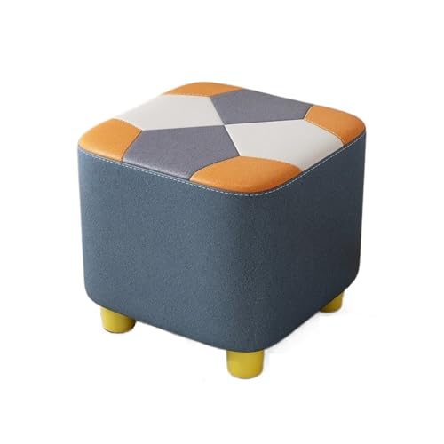 SHCHNA Moderner Fusshocker Ottomane Multifunktionaler Quadratischer Fußhocker, Atmungsaktives Gewebe, Weiches Kissen Sitzhocker(Blue) von SHCHNA