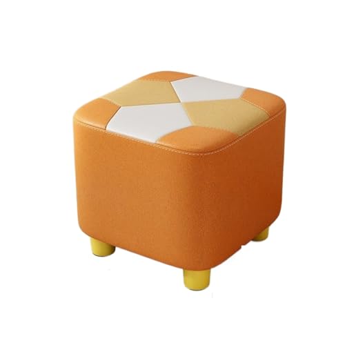 SHCHNA Moderner Fusshocker Ottomane Multifunktionaler Quadratischer Fußhocker, Atmungsaktives Gewebe, Weiches Kissen Sitzhocker(Orange) von SHCHNA