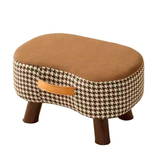 SHCHNA Moderner Fusshocker Ottomane Weich Gepolsterter Fußhocker Mit Gemusterten Holzbeinen for Zuhause Sitzhocker(Brown) von SHCHNA