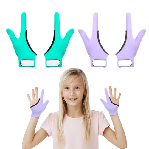 4Pcs Daumen Saugen Guard Handschuhe Kinder Kau-Kompressionshandschuhe Kinder Stoppen Daumenlutschen und Fingerbeißen für Alter 5-13 (Hellviolett+Grün) von SHDGFB