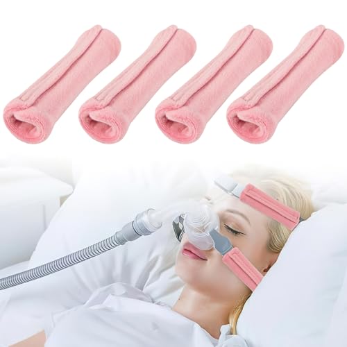 4er-Pack CPAP-Gurtabdeckungen, Gurtkomfortpolster, weiche CPAP-Gesichtspolster, Gesichtspolster Universal und Komfort-Kopfbedeckungspolster zur Reduzierung von roten Flecken (Rosa) von SHDGFB