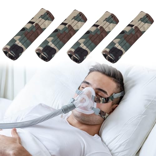 4er-Pack Satin CPAP Riemenabdeckungen, CPAP Riemen Pads, CPAP Gesichtspolster, CPAP-Zubehör CPAP-Gesichtskissen Universal und Silky CPAP Headgear Pads (4, Armeegrün) von SHDGFB