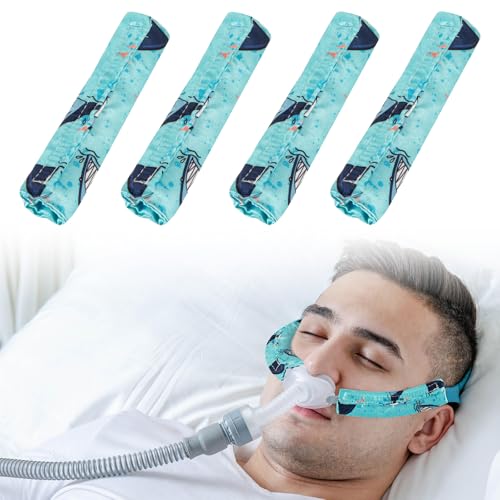 4er-Pack Satin CPAP Riemenabdeckungen, CPAP Riemen Pads, CPAP Gesichtspolster, CPAP-Zubehör CPAP-Gesichtskissen Universal und Silky CPAP Headgear Pads (4, Haifisch) von SHDGFB