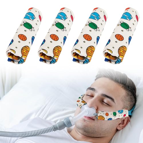 4er-Pack Satin CPAP Riemenabdeckungen, CPAP Riemen Pads, CPAP Gesichtspolster, CPAP-Zubehör CPAP-Gesichtskissen Universal und Silky CPAP Headgear Pads (4, Mehrfarbig) von SHDGFB