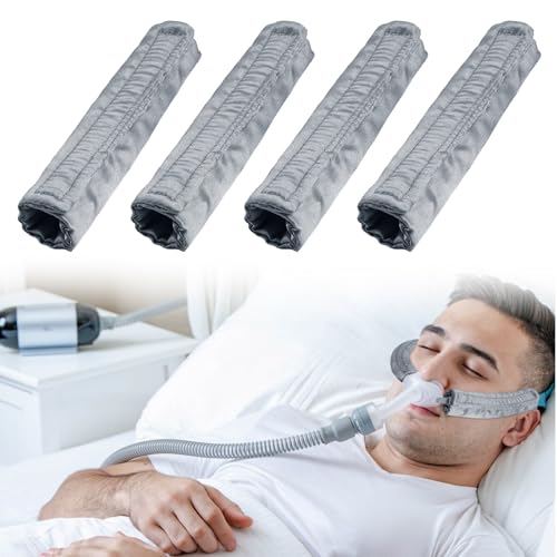4er-Pack Satin CPAP Riemenabdeckungen, CPAP Riemen Pads, CPAP Gesichtspolster, CPAP-Zubehör CPAP-Gesichtskissen Universal und Silky CPAP Headgear Pads für die Reduzierung von roten Flecken (4, Grau) von SHDGFB