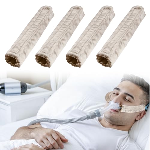 4er-Pack Satin CPAP Riemenabdeckungen, CPAP Riemen Pads, CPAP Gesichtspolster, CPAP-Zubehör CPAP-Gesichtskissen Universal und Silky CPAP Headgear Pads für die Reduzierung von roten Flecken (4, Khaki) von SHDGFB