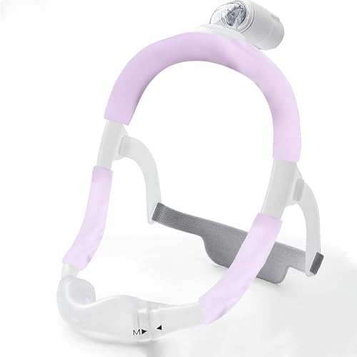 Satin Maske Riemen Abdeckungen, Maske Rahmen Abdeckungen kompatibel mit DreamWear oder ResMed AirFit Silky Satin Kopfbedeckung Set Gesicht Kissen Pads für rote Flecken zu reduzieren (Hellviolett) von SHDGFB
