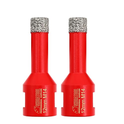 Diamant Fliesenbohrer 12mm - 2 stücke M14 Diamantbohrer Lochsäge für Fliesen Porzellan Keramik Marmor Granit Bohrungen, für Winkelschleifer von SHDIATOOL